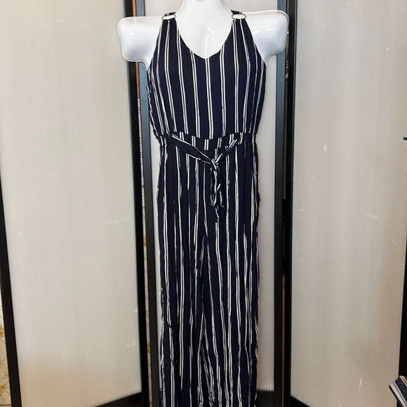 Shoreline.  Jumpsuit. Blue/White Stripe.  Size L. - Picture 1 of 11